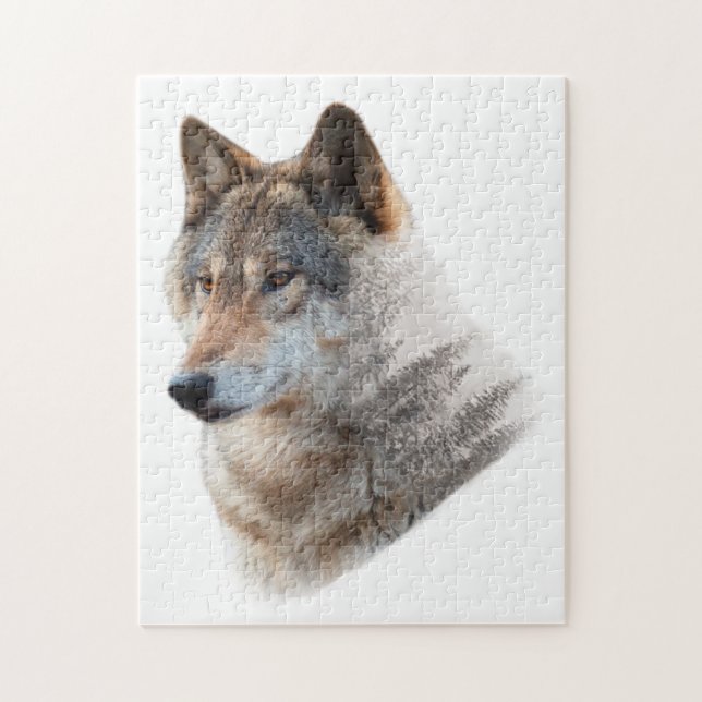 Wolf Head Forest Double Exposure    Jigsaw Puzzle (Vertical)