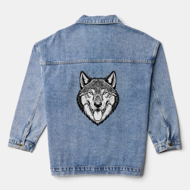 Wolf head from the front denim jacket (Back)