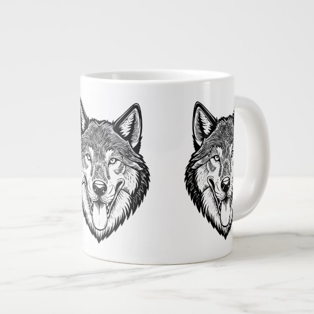 Wolf head from the front giant coffee mug (Front Right)