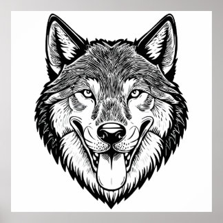 Wolf head from the front poster