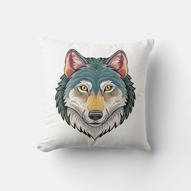 Wolf head from the front throw pillow (Front)
