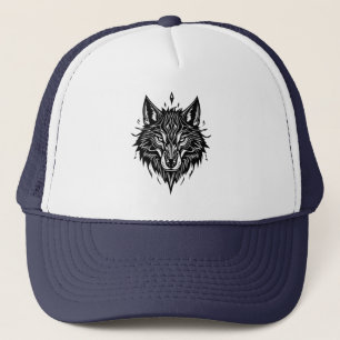 🐺 Wolf Head Geometric Line Trucker Hat 🐺
