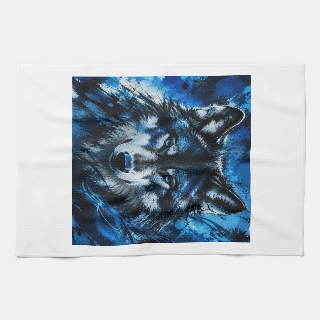 Wolf head kitchen towel (Horizontal)