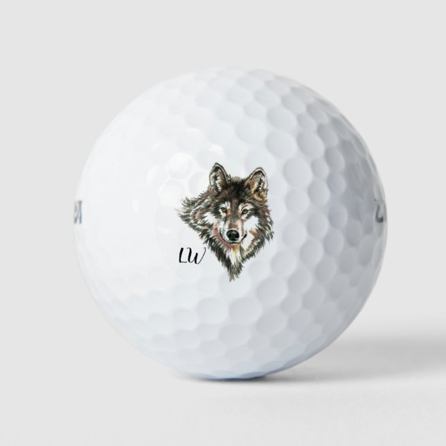Wolf Head logo Monogram Art Golf Balls (Front)