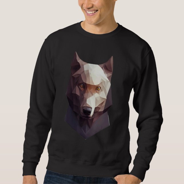 Wolf Head Low Poly Polygon Wolves Geometric Sweatshirt (Front)
