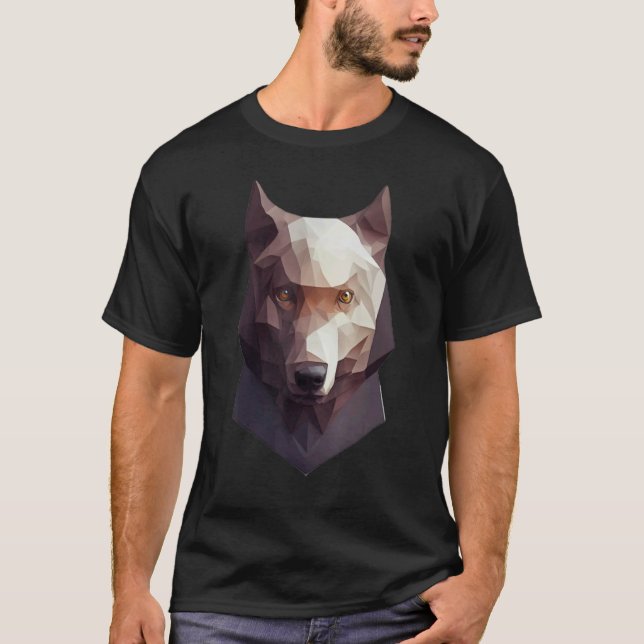 Wolf Head Low Poly Polygon Wolves Geometric T-Shirt (Front)