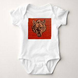 Wolf Head on Red Baby Bodysuit