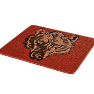 Wolf Head on Red Cutting Board