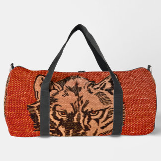 Wolf Head on Red  Duffle Bag
