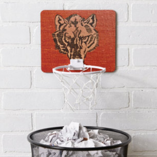 Wolf Head on Red Mini Basketball Hoop