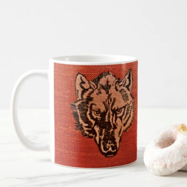 Wolf Head on Red Mug (Wolf Head on Red  Design mug available in 11 oz & 15 oz. Microwave and dishwasher safe. )