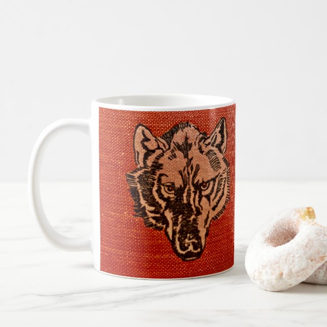 Wolf Head on Red Mug (With Donut)