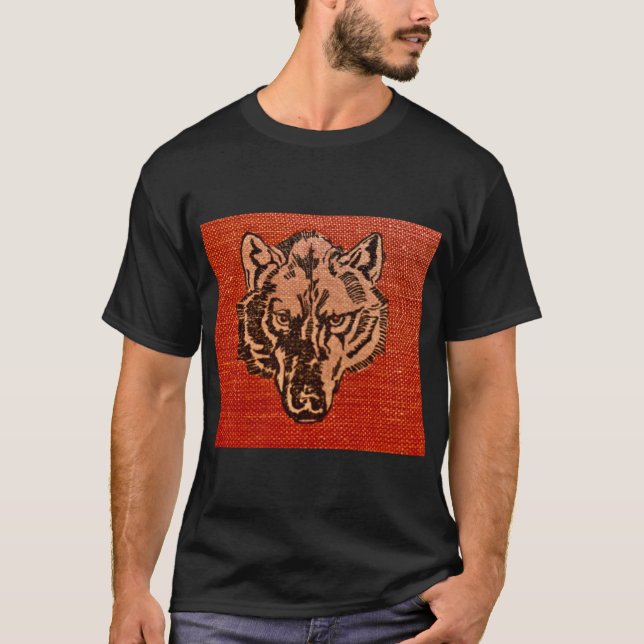 Wolf Head on Red  T-Shirt (Front)