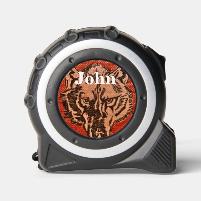 Wolf Head on Red Tape Measure (Front)