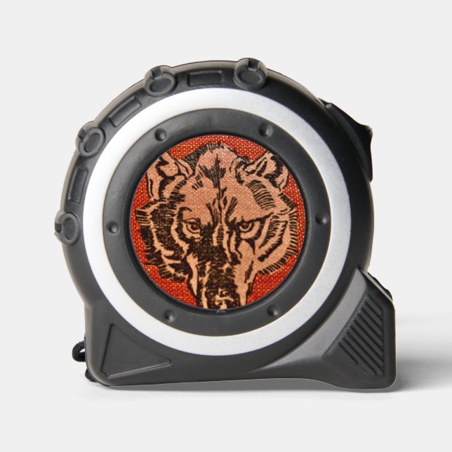 Wolf Head on Red Tape Measure (Front)