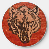 Wolf Head on Red Wireless Charger (Front)