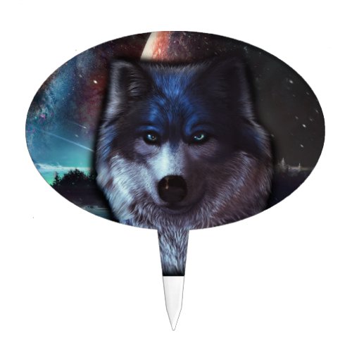 Wolf head painting cake topper