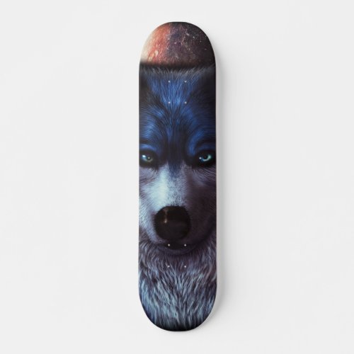 Wolf head painting skateboard