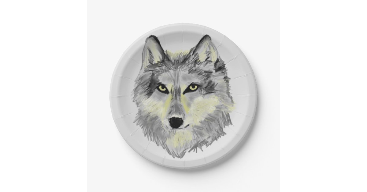 wolf-head-paper-plate-zazzle