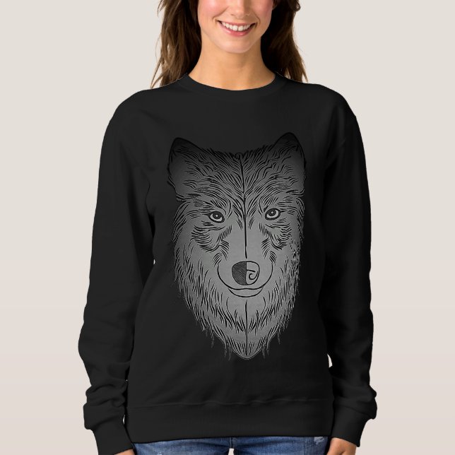 Wolf head predator face imprint with wild animal sweatshirt (Front)