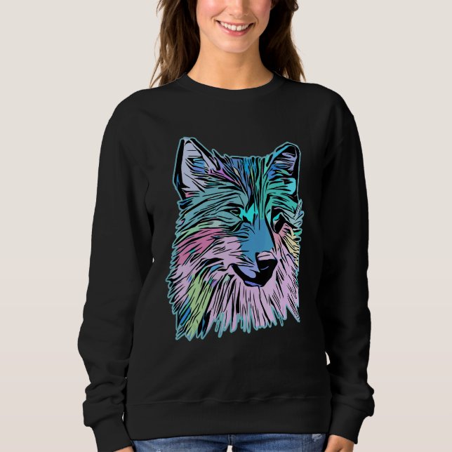 Wolf head predator face imprint with wild animal sweatshirt (Front)