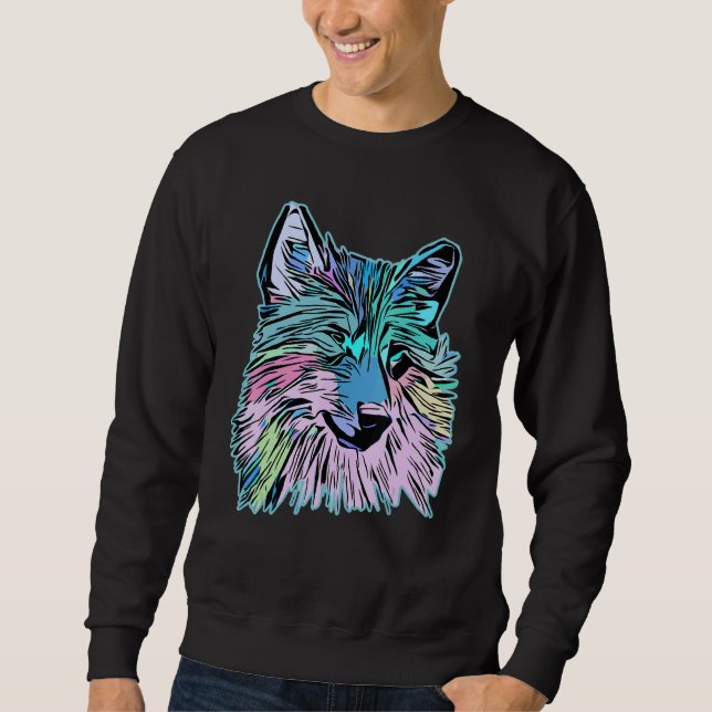 Wolf head predator face imprint with wild animal sweatshirt (Front)