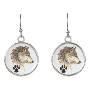 Wolf Head Profile Earrings