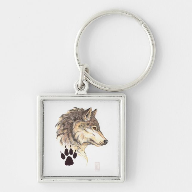 Wolf Head Profile Keychain (Front)
