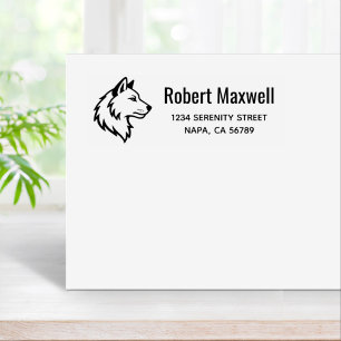 Wolf Head Profile Return Address Rubber Stamp