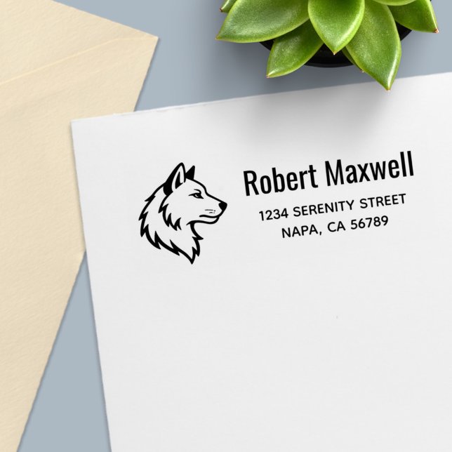 Wolf Head Profile Return Address Self-inking Stamp (Creator Uploaded)