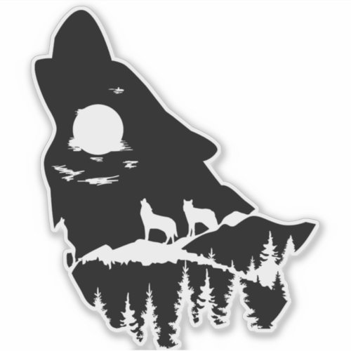 Wolf Head Silhouette Sticker