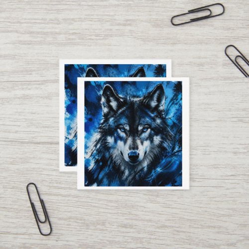 Wolf head square business card