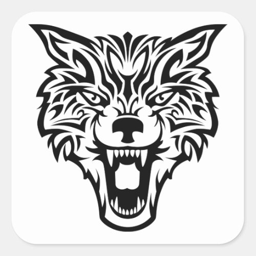 Wolf Head Square Sticker