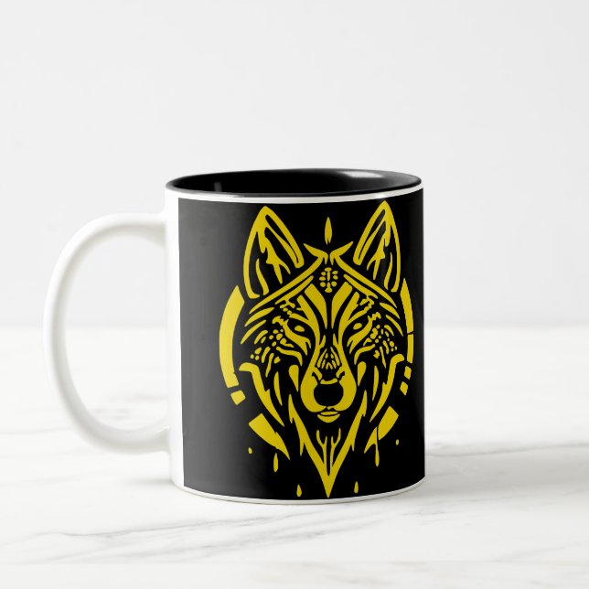 Wolf Head Two-Tone Coffee Mug (Left)