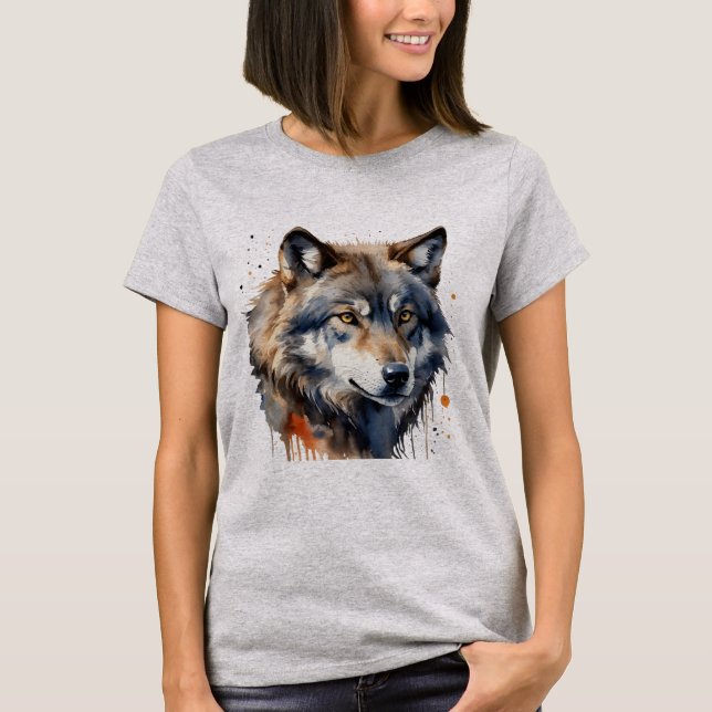 Wolf Head Wildlife Nature Art Animal T-Shirt (Front)