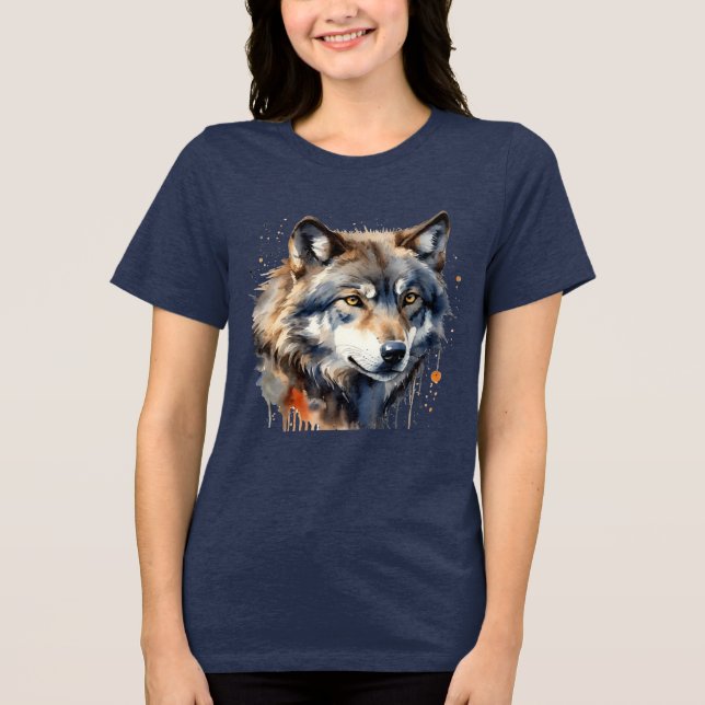 Wolf Head Wildlife Nature Art Animal Tri-Blend Shirt (Front)