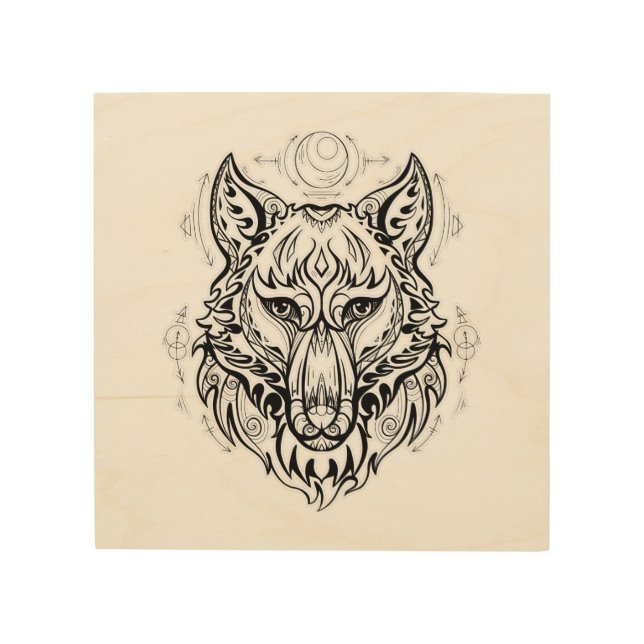 Wolf head with ethnic decorations (Front)