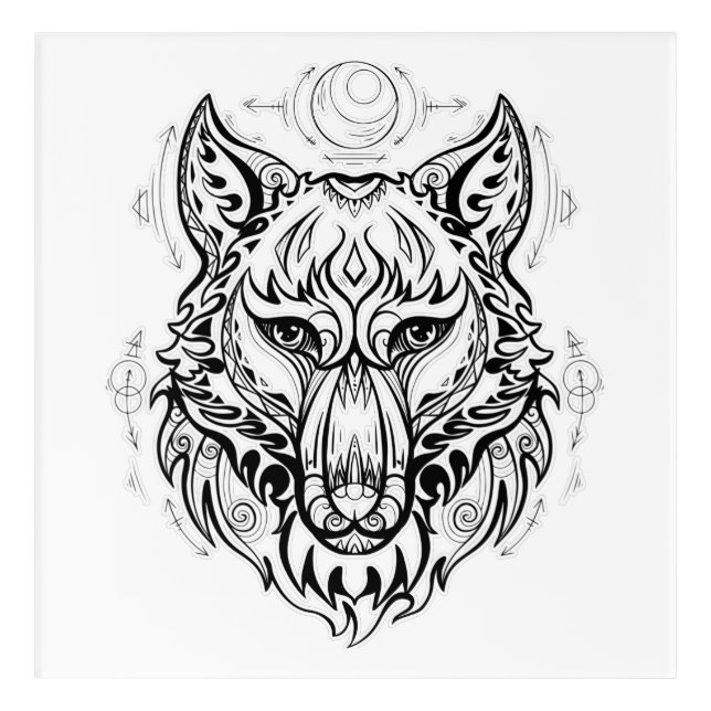 Wolf head with ethnic decorations (Front)