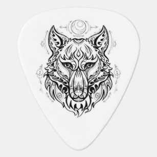 : 6 Pcs Guitar Picks, Black Howling Wolf Silhouette