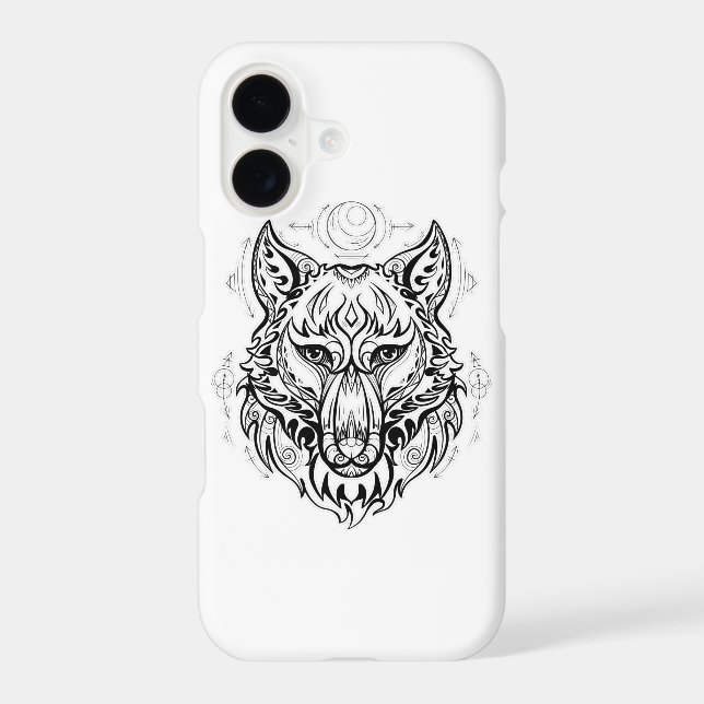 Wolf head with ethnic decorations  iphone case (Back)