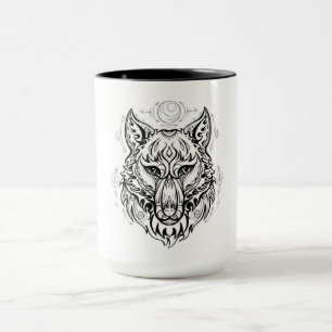 Wolf head with ethnic decorations mug