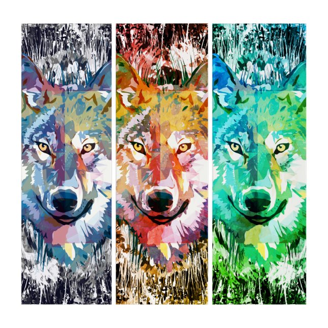 Wolf Head - Wolf Faces - Artwork Wolf Triptych (Front)