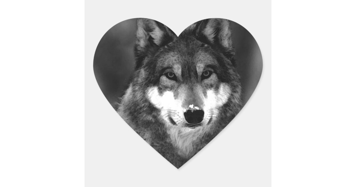 Wolf Heart Sticker | Zazzle