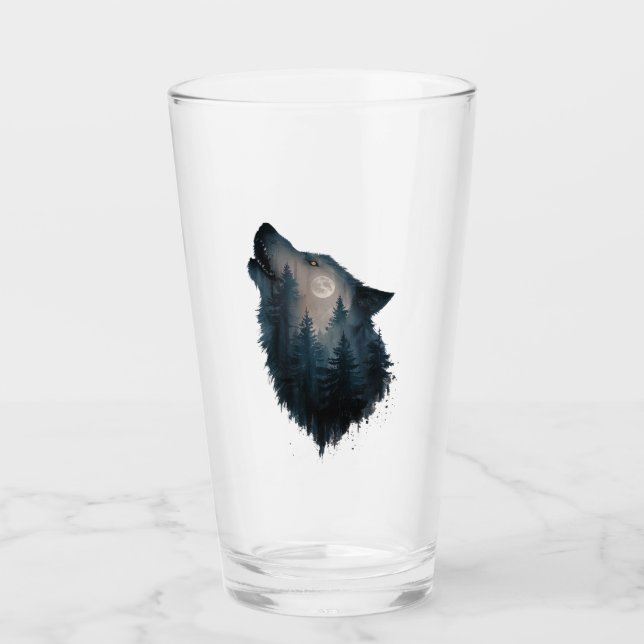 Wolf Howl Forest Moon Glass (Front)