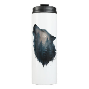 Wolf Howl Forest Moon Thermal Tumbler