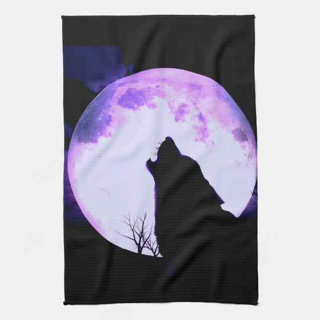 Wolf Howl Kitchen Towel (Vertical)