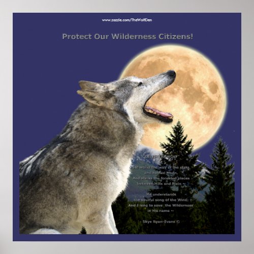 WOLF HOWL  MOON Plus Poetry Art Poster