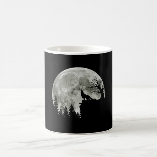 Wolf Howl On Mountain Halloween Moon Coffee Mug