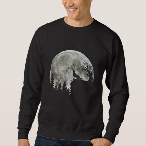 Wolf Howl On Mountain Halloween Moon Sweatshirt