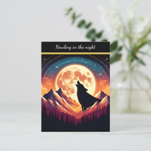 Wolf Howl Under Moonlight Postcard